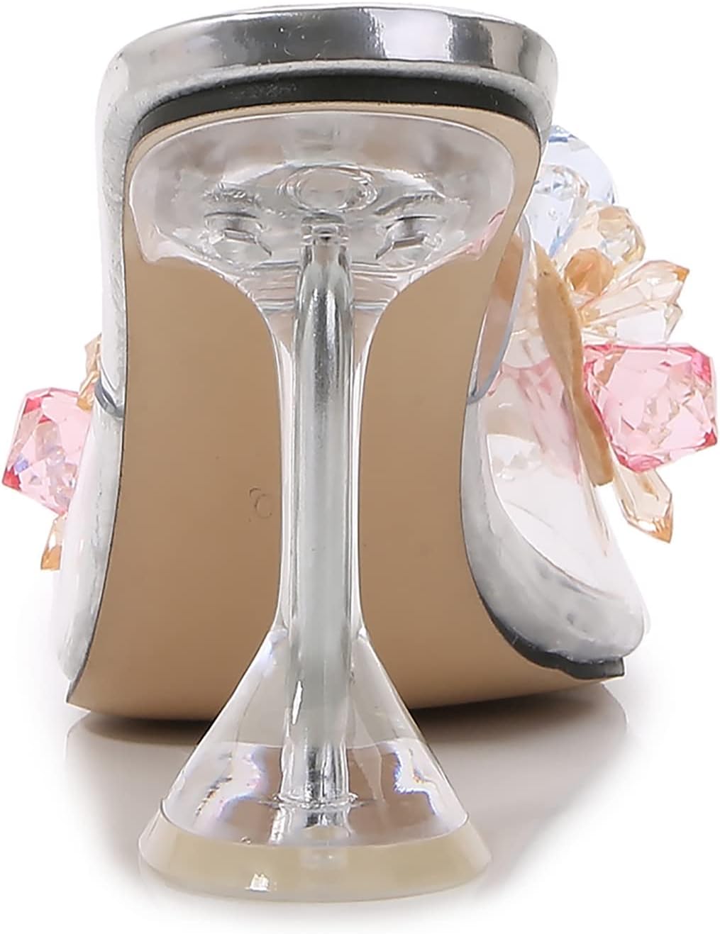 Women's Crystal Flower Heels Square Toe Heeled Sandals