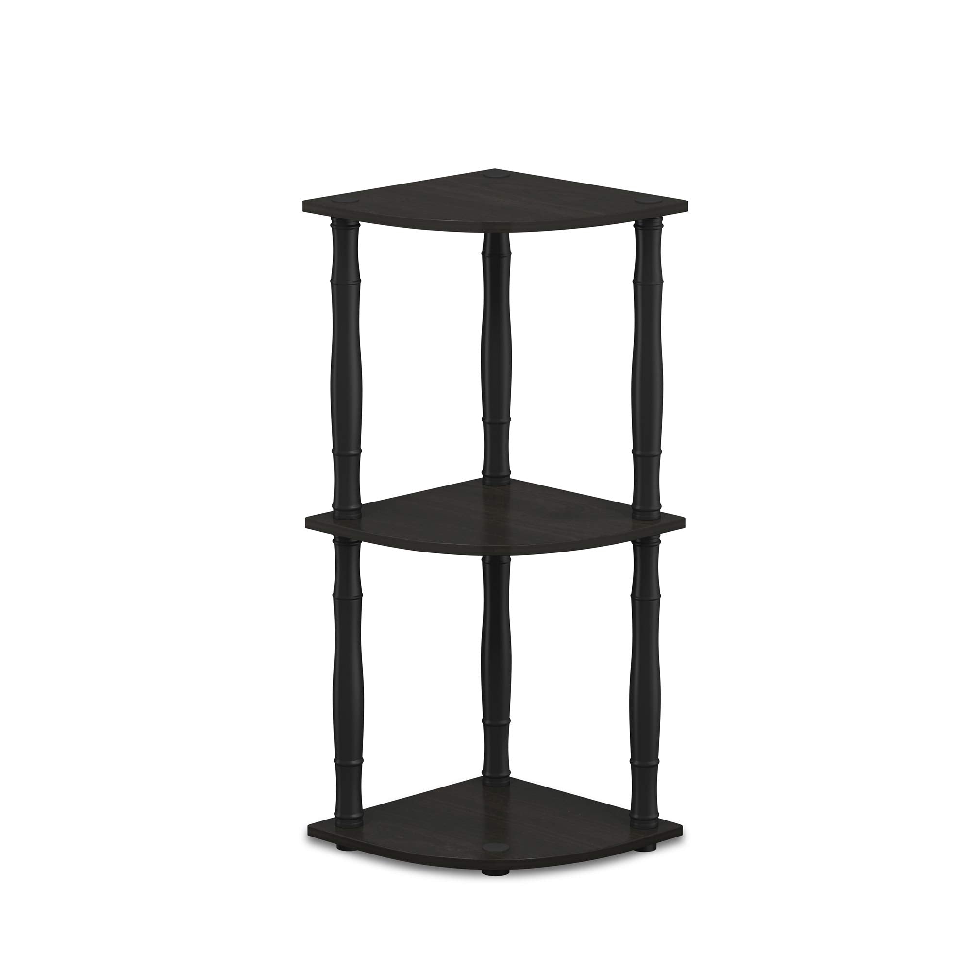 Three-Tier Round Tube Reversible Corner Display Rack Multipurpose Shelving Unit