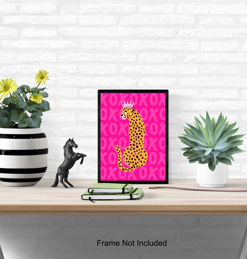Cheetah Wall Art - Aesthetic Room Decor - Pink Preppy Room Wall Decor