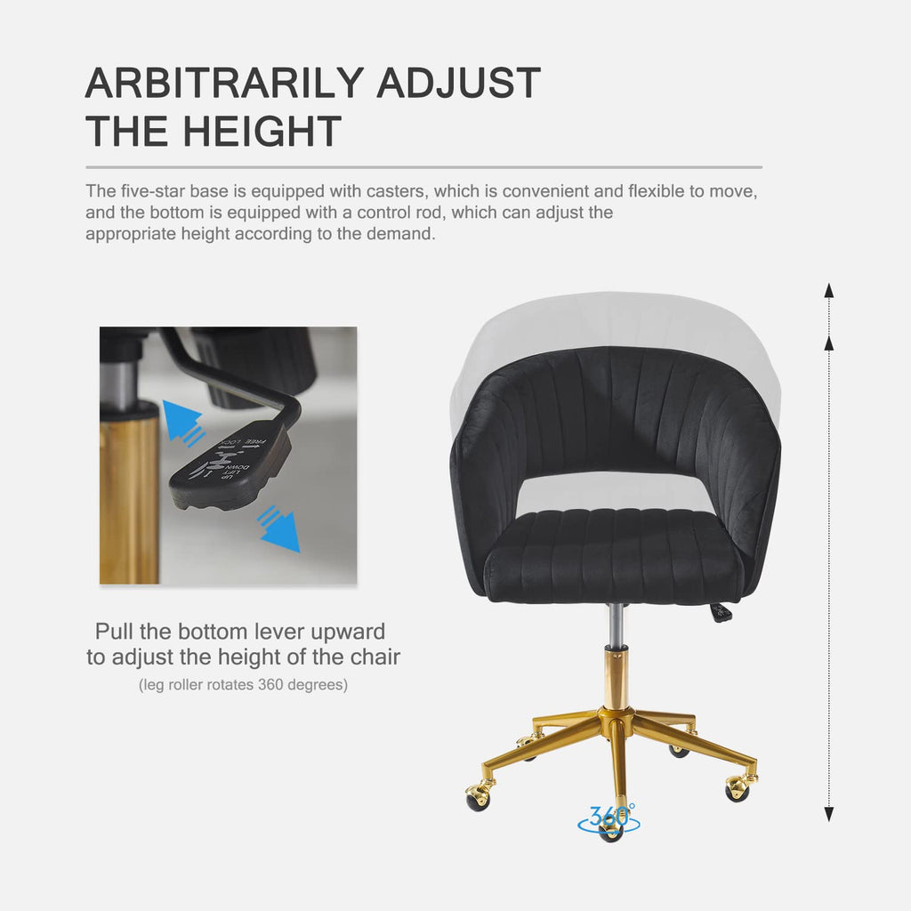 Vanity Velvet Chair, Upholstered Chairs with Adjustable Swivel Wheels