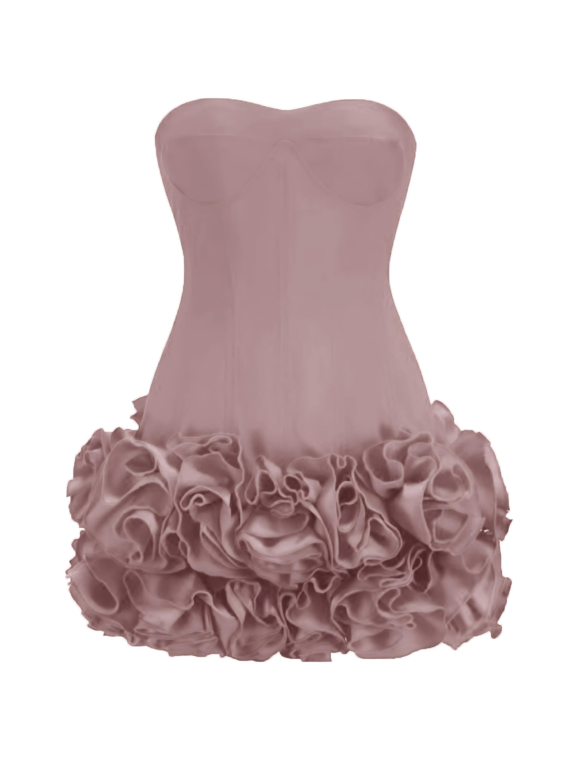 Layered Ruffle Edge Cocktail Party Dresses Sexy Strapless Homecoming Dresses Off Shoulder Satin Bodycon Mini Dresses