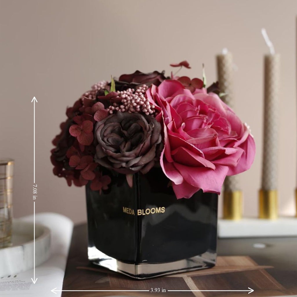 Faux Flowers Rose Potted Flower (Pink)