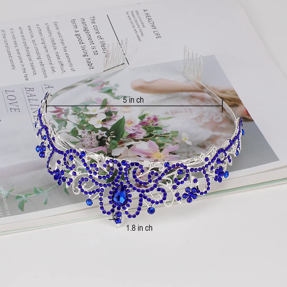 Princess Crystal Tiara Crown Headband Elegant Crown With Combs