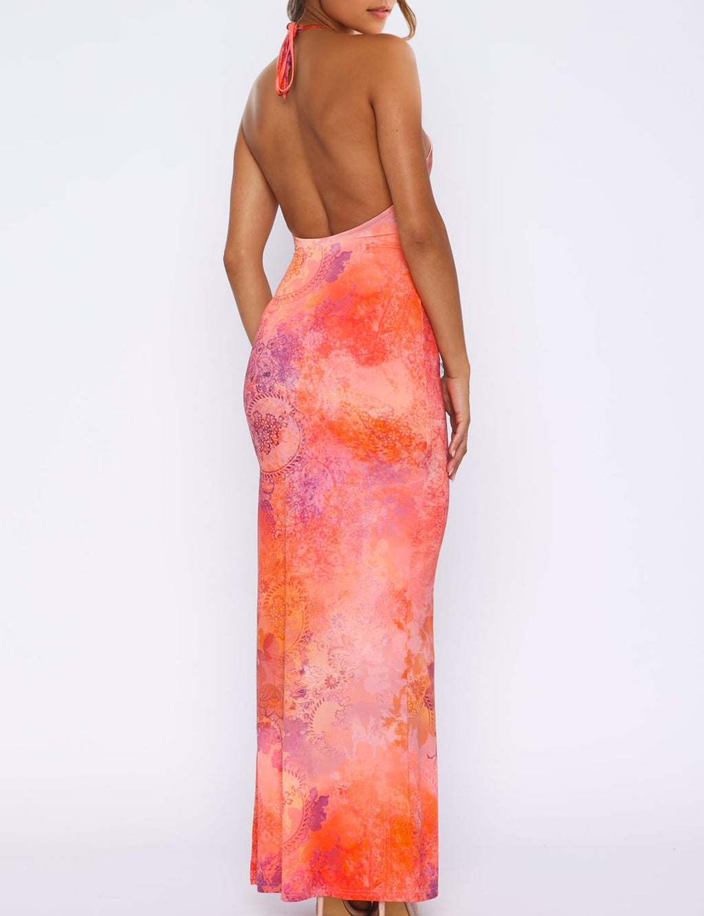 Women Sexy Backless Satin Maxi Dresses Spaghetti Strap Floral Print Dresses Slim Fit Elegant Long Dresses Night Party Outfits