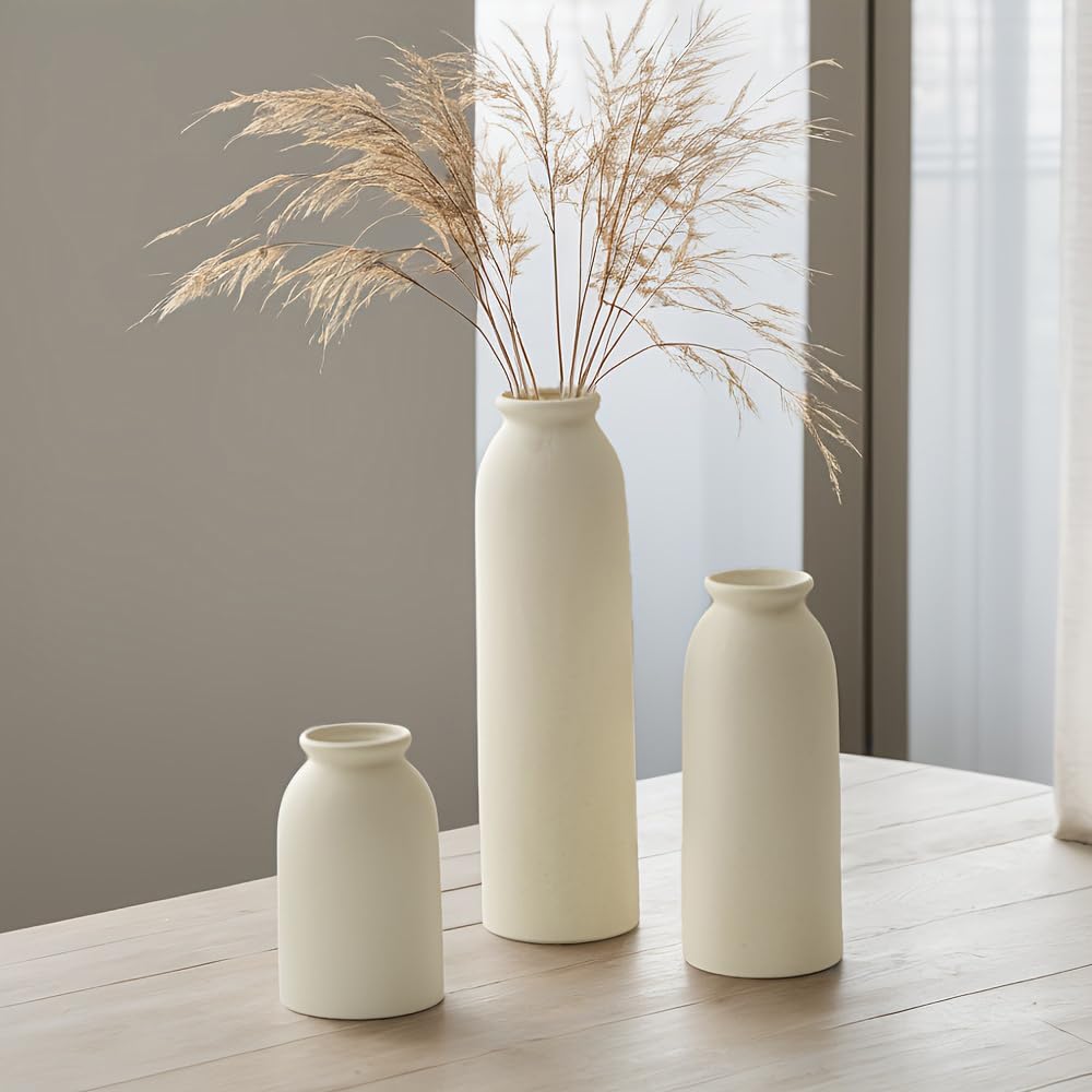 Tall Decorative Ceramic Vase Set, 3 Pieces