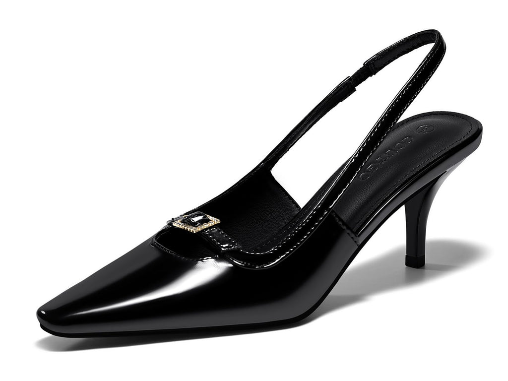 Womens Kitten Heels Slingback Dress Shoes Buckle Office Work Pumps Shoes