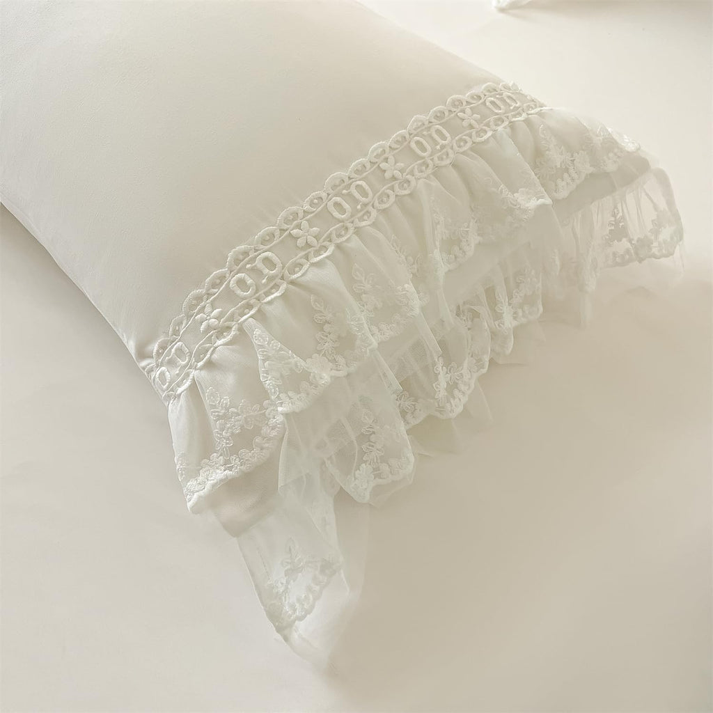 Chic Ruffle Lace Polyester Duvet Cover Set -Bedding-2 Piece Duvet Cover with Zipper Closure -Ultra Soft and Light Weight