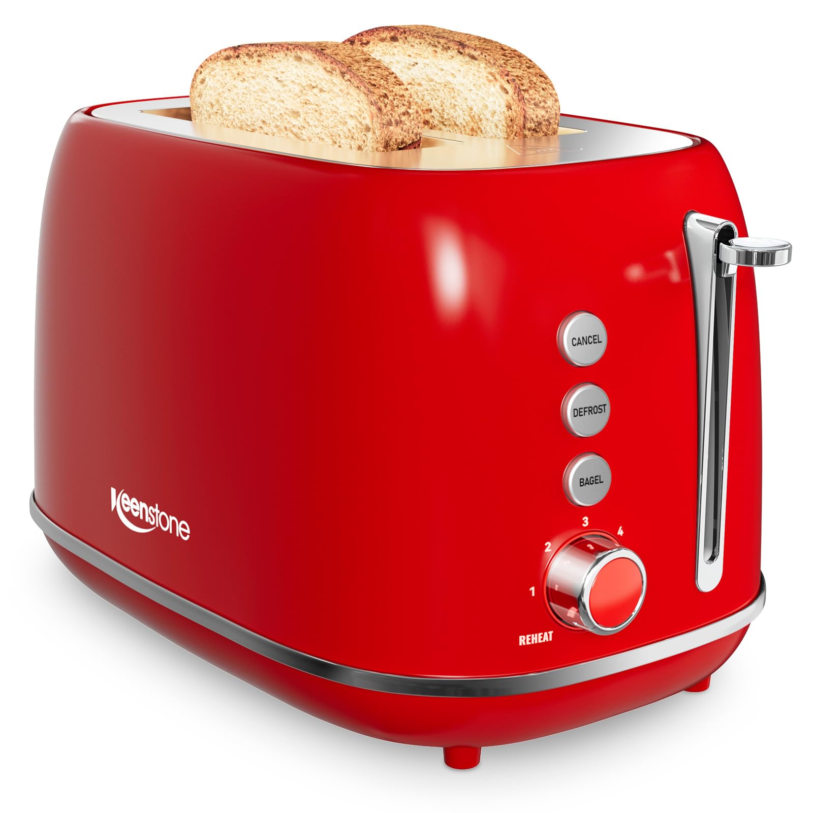 Toaster 2 Slice Stainless Steel with 6 Bread Shade Settings, Retro Toaster with Extra Wide Slot