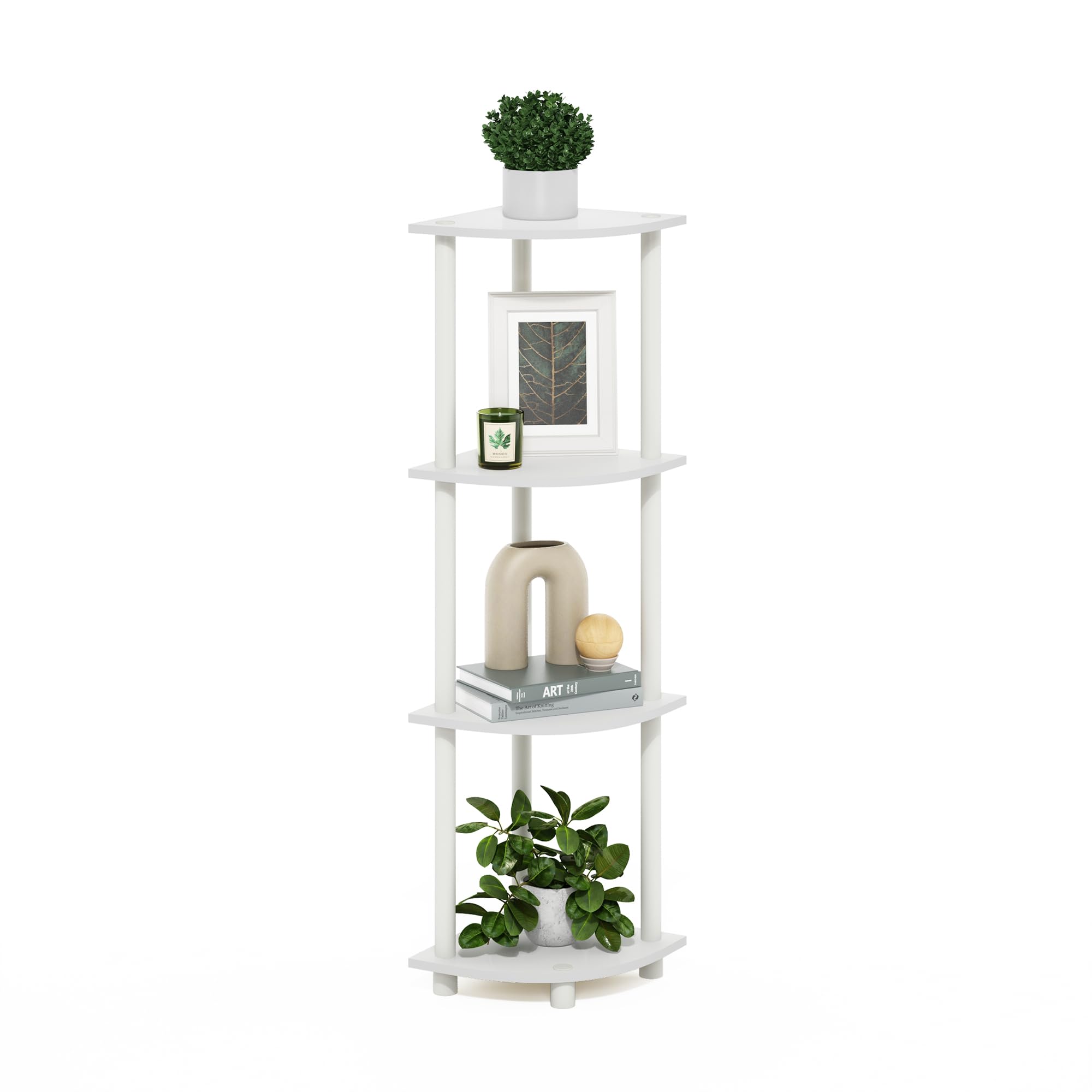 Three-Tier Round Tube Reversible Corner Display Rack Multipurpose Shelving Unit