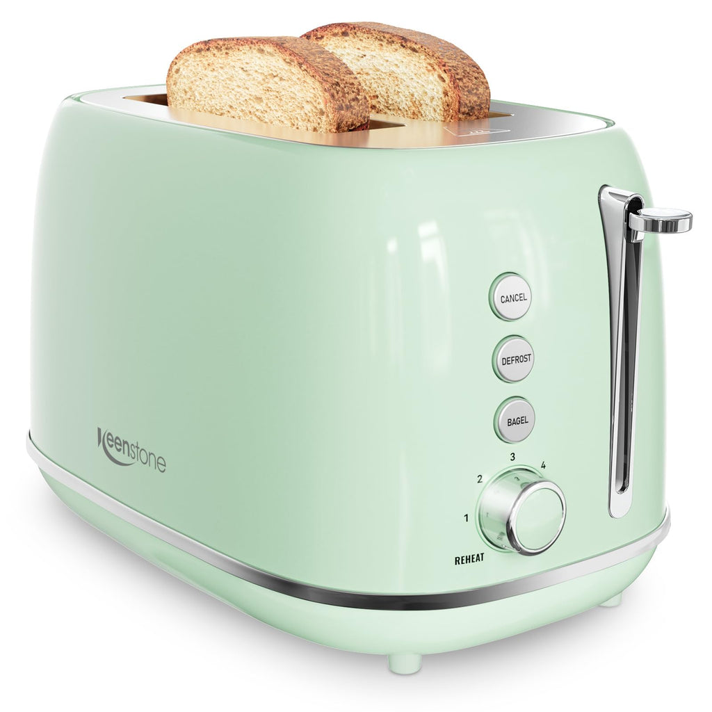 Toaster 2 Slice Stainless Steel with 6 Bread Shade Settings, Retro Toaster with Extra Wide Slot
