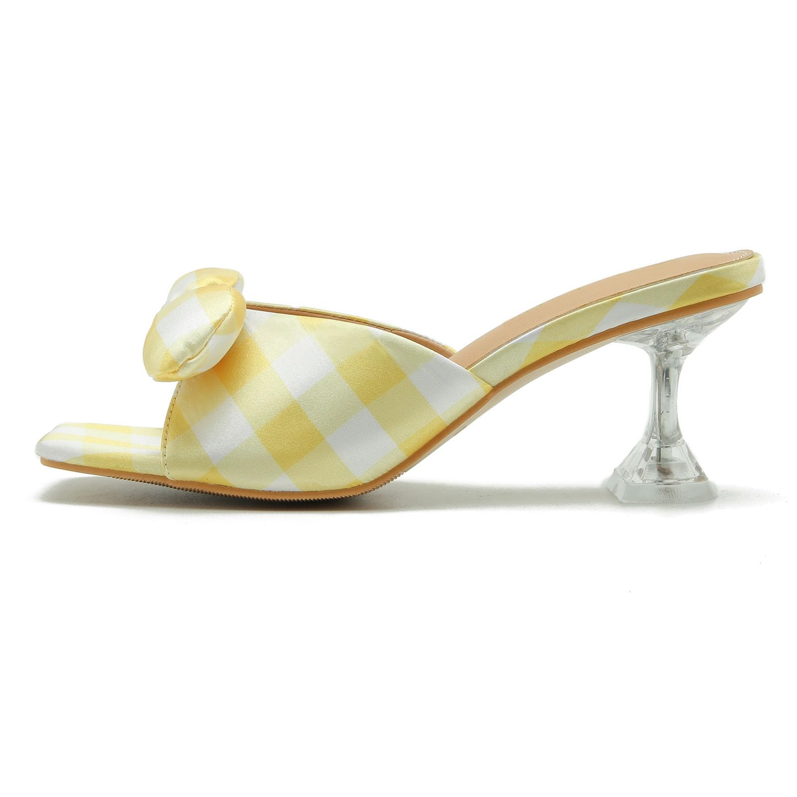 Ladies Bow Tie Kitten Heel Sandals For Women Mule Sandals Slingback Square Open Toe Low Wedding Heels Backless Slip On Slide Summer Cute Wedding Bridal Sandals Shoes