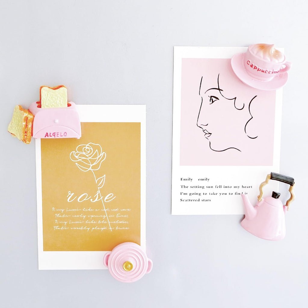 Cute Pink Aesthetics Kitchen Refrigerator Magnets â€?Strong Magnetic Hand-Painted Decor, Eco-Resin Magnets for Fridge