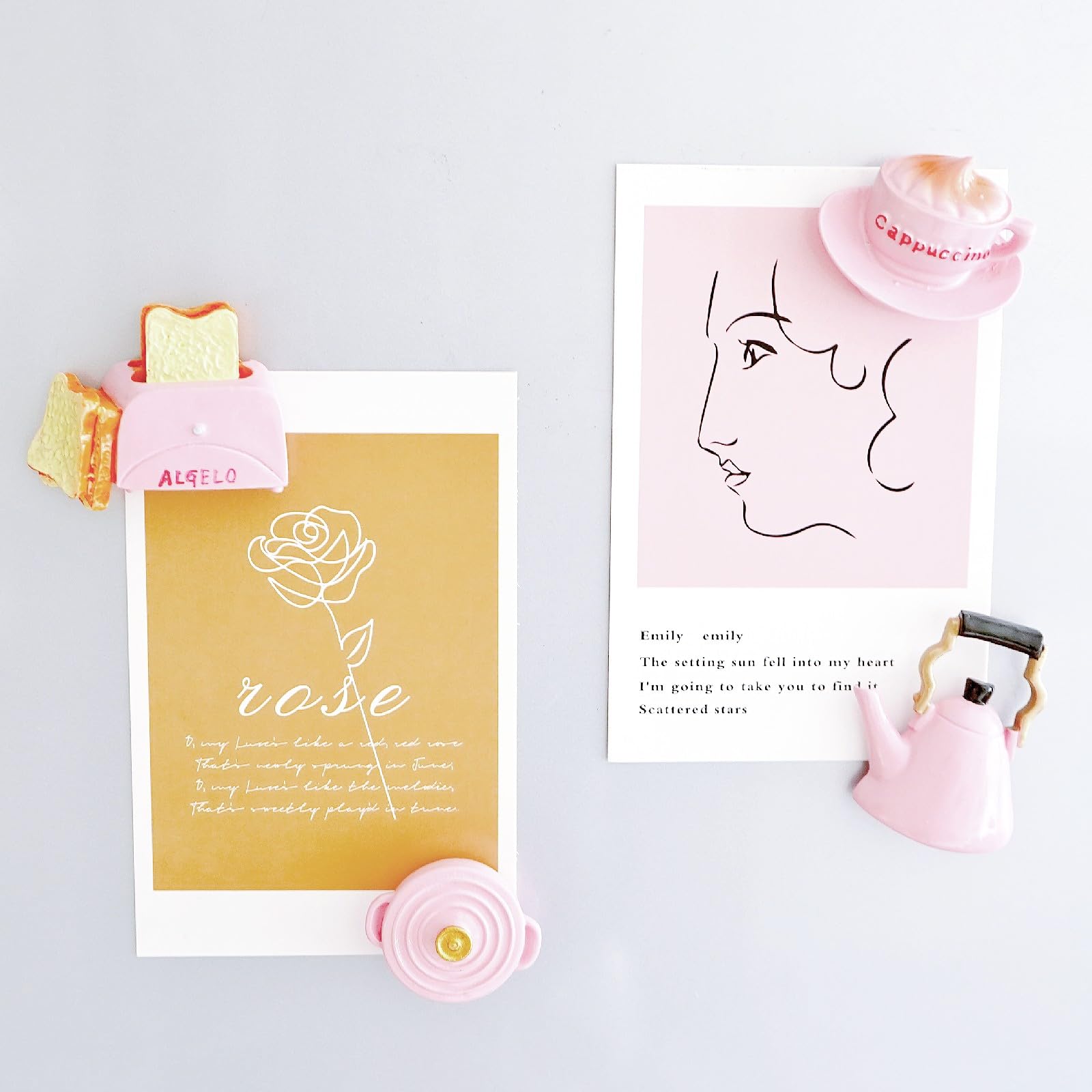 Cute Pink Aesthetics Kitchen Refrigerator Magnets â€?Strong Magnetic Hand-Painted Decor, Eco-Resin Magnets for Fridge