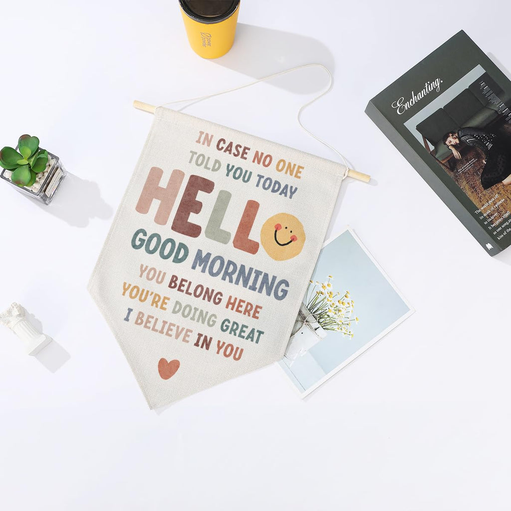 Preppy Positive Affirmations Wall Hanging Pennant Flag â€?Aesthetic Decor for Classroom, Bedroom, or Home