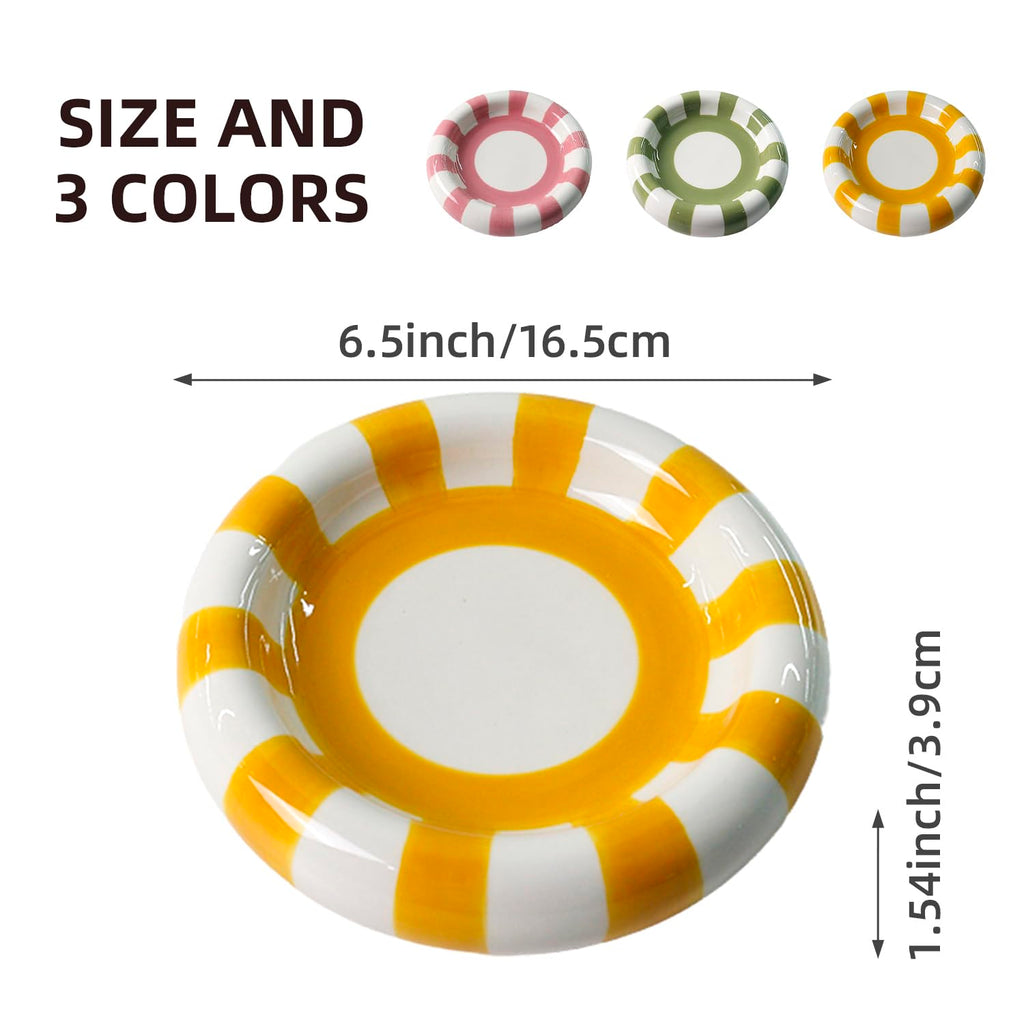 Jewelry Tray Trinket Dish,Cute Round Ceramic Decorative Ring Holder