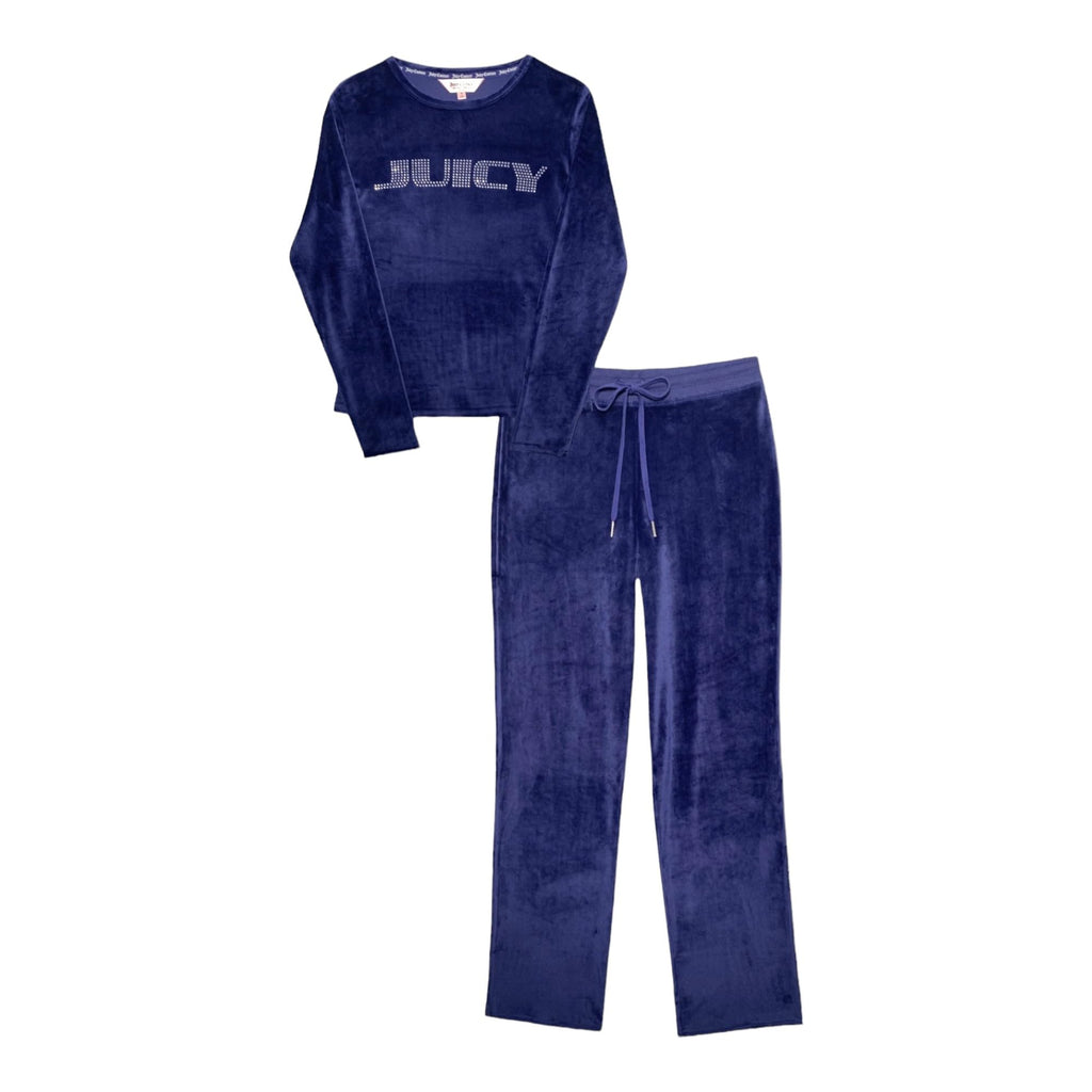 Juicy Couture Women's Velvet Fleece Pajama Set with Long Sleeve Top and Pants