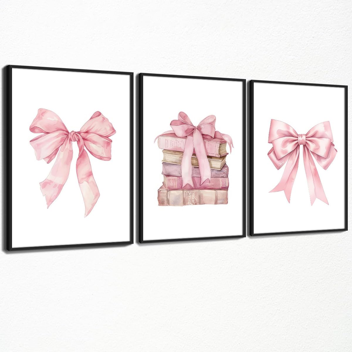 Coquette Bow Aesthetic Poster Preppy Wall Art Set of 3 Trendy Cute Canvas Prints