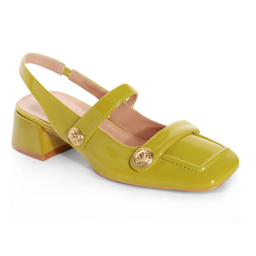 Slingback Mary Jane Heels for Women Low Block Heel Closed Square Toe Pump Shoes Heels