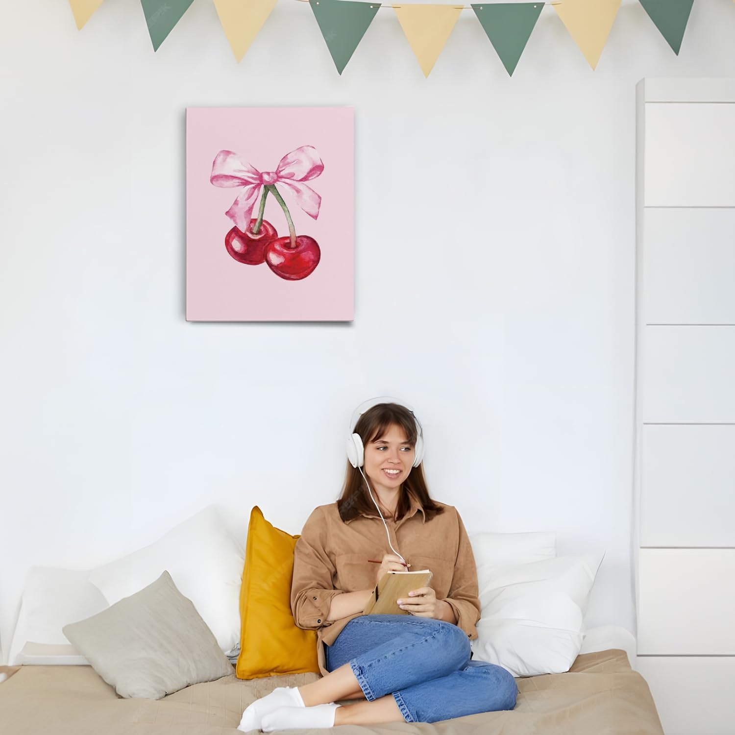 Preppy Hot Pink Disco Ball Wall Art â€?Trendy Retro Y2K Aesthetic Decor, 11x14 Inches Framed