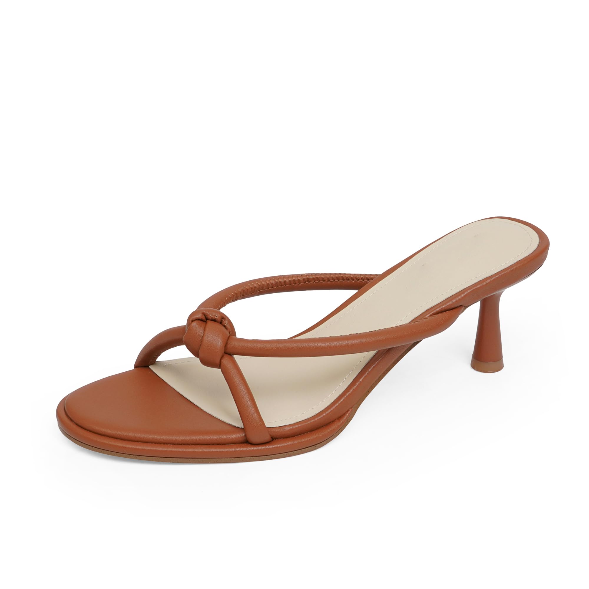 Womens Heeled Sandals Rounded Open Toe Kitten Heels Slip on Bow Mules Sandals