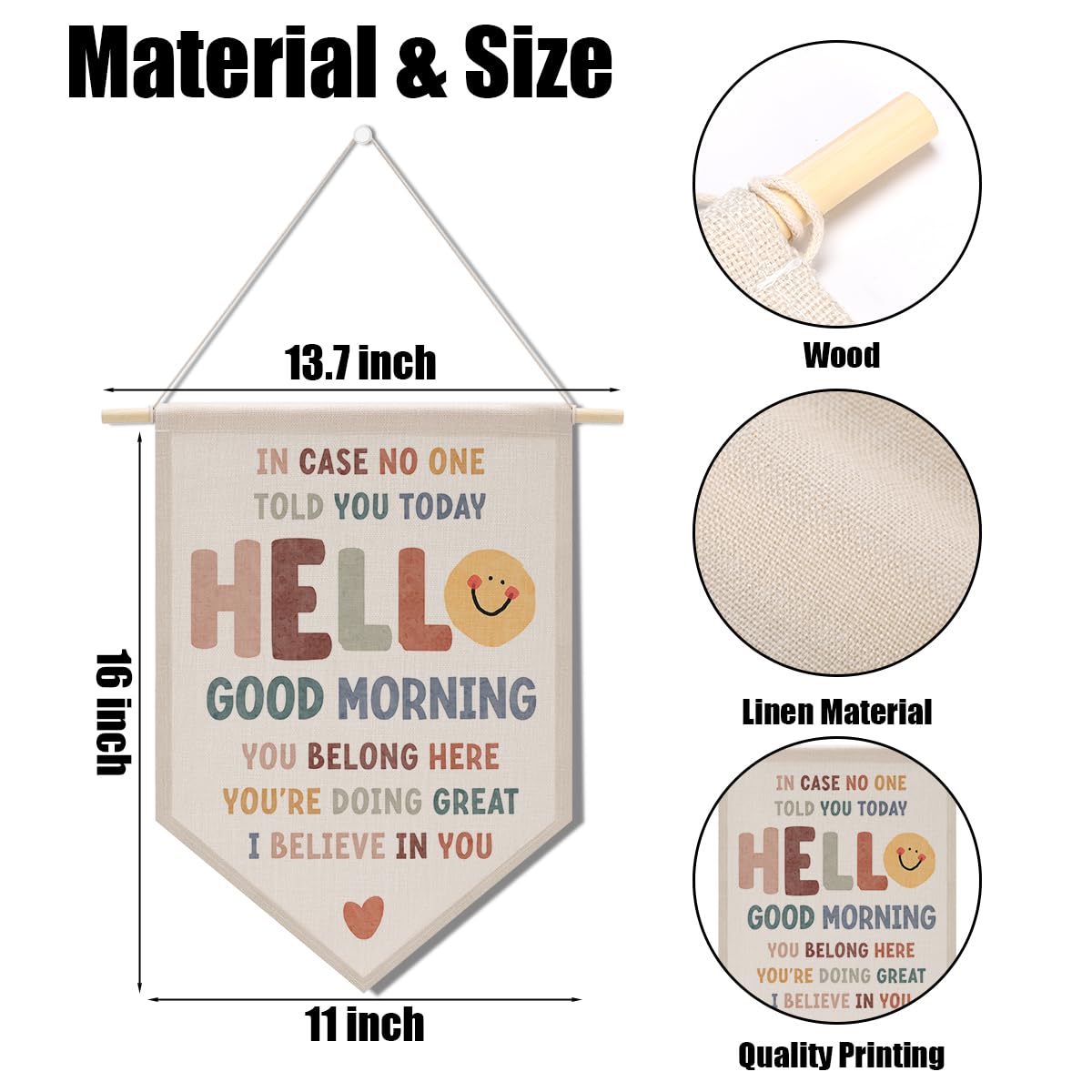 Preppy Positive Affirmations Wall Hanging Pennant Flag â€?Aesthetic Decor for Classroom, Bedroom, or Home