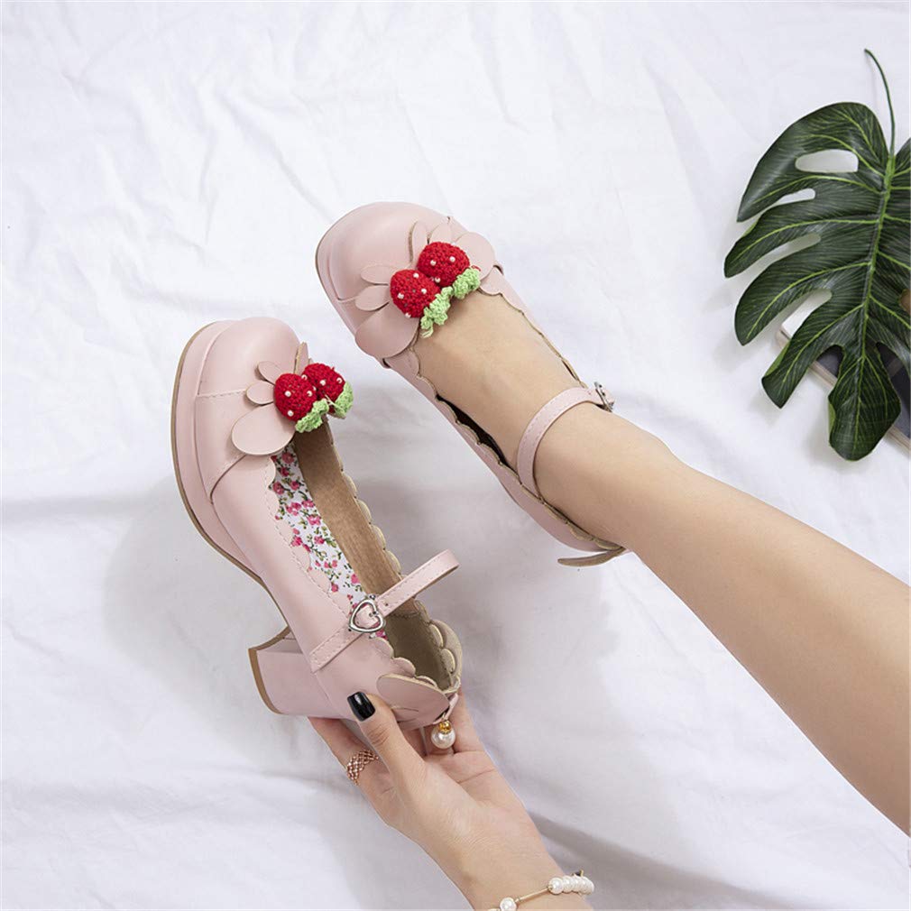 Women's Cute Lolita Cosplay Shoes Mid Chunky Heel Mary Jane Pumps