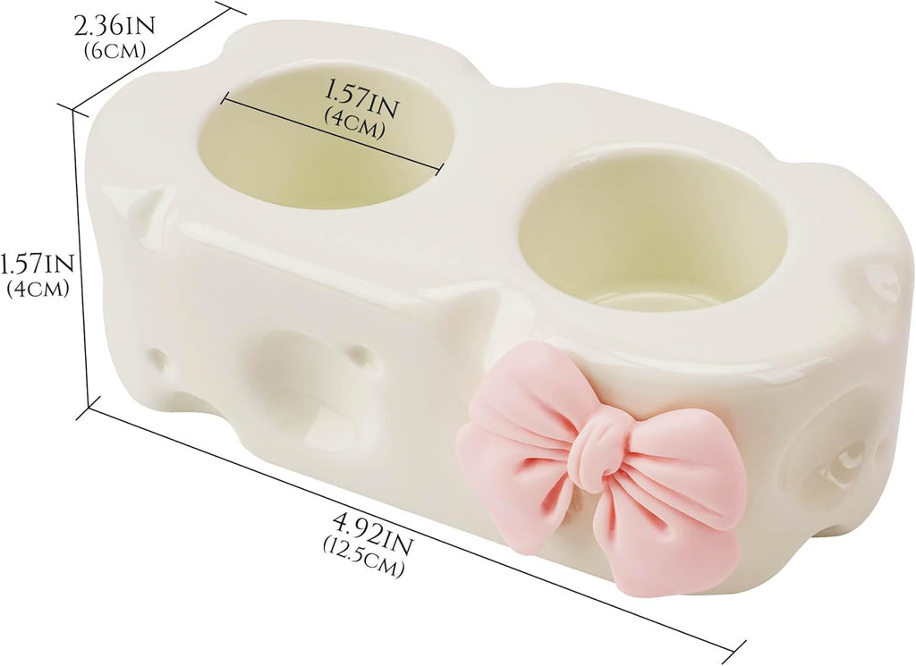 Cute Toothpaste Holder, Ceramic Bow Toothbrush Holder, Bathroom Countertop Accessories, for Bathroom Canister Storage Organization, Vanity Makeup Organizer