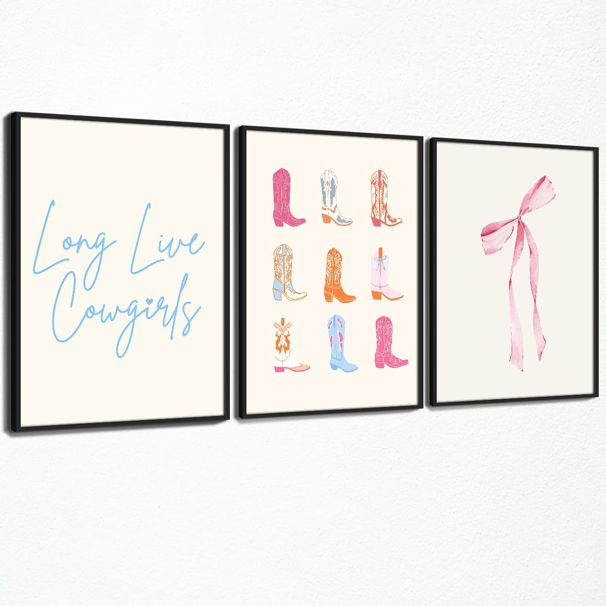 Coquette Bow Aesthetic Poster Preppy Wall Art Set of 3 Trendy Cute Canvas Prints