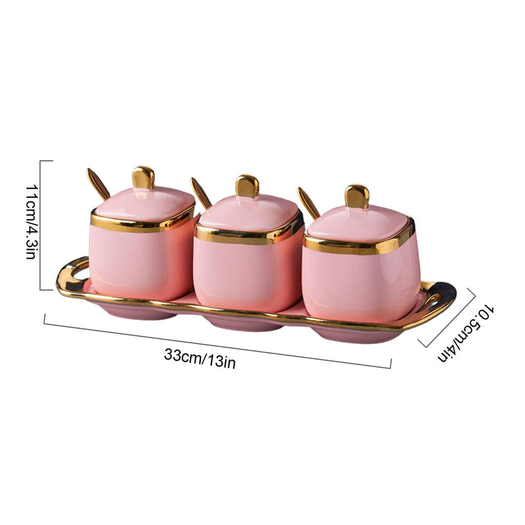 Sugar Bowl With Lid And Spoon, Sugar Pot Set Of 3