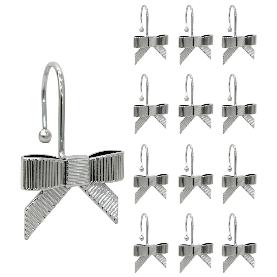 Decorative Bow Knot Curtain Hooks Shower Rings for Bathroom