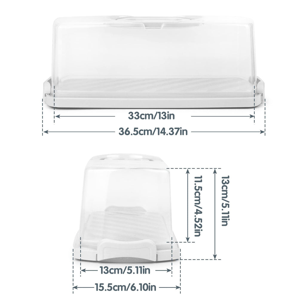 Plastic Rectangular Bread Box with Clear Lid, Loaf Cake Keeper, Portable Bread Keeper Storage Container with Handle