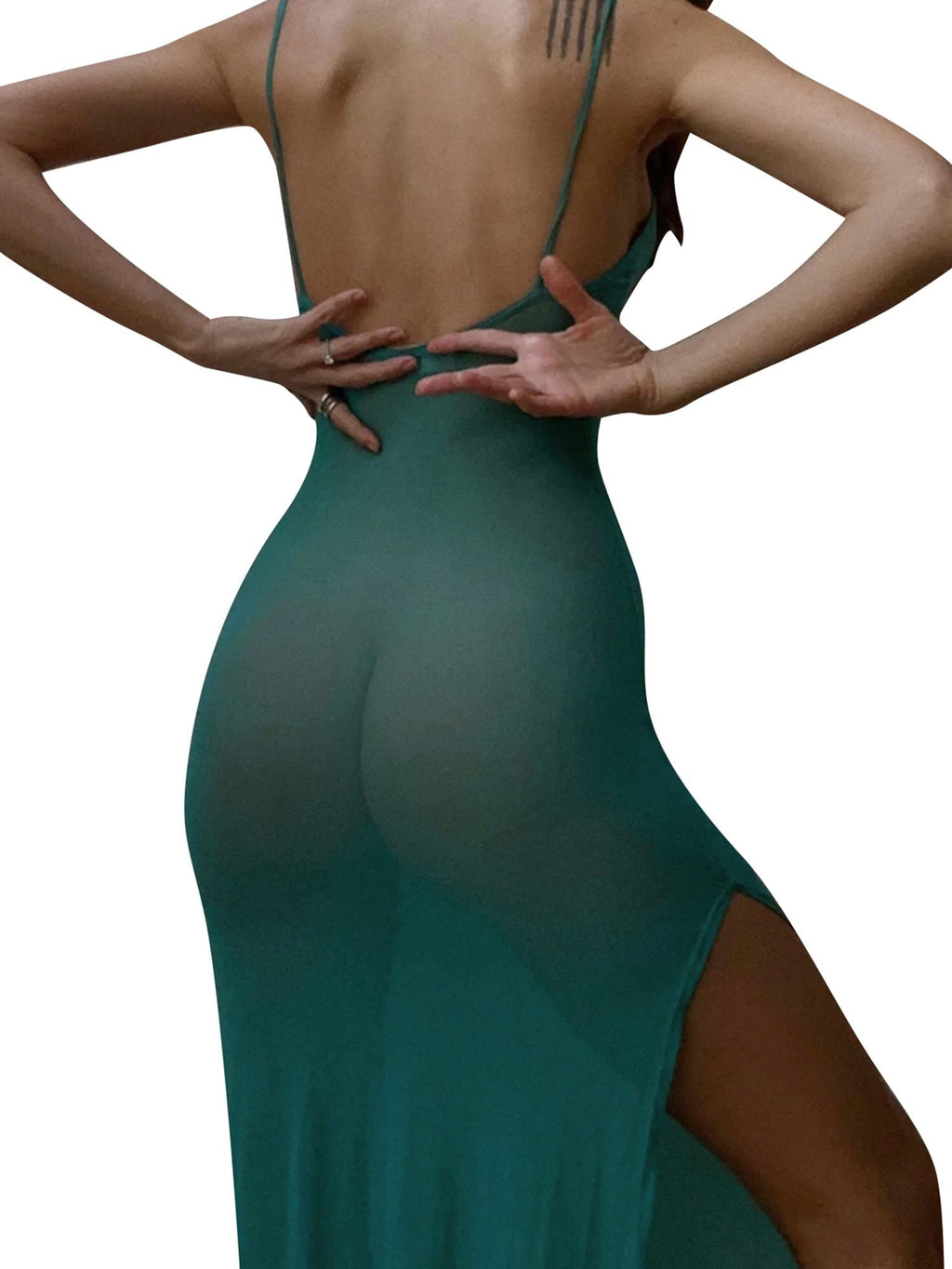 Sexy See Through Sheer Lace Maxi Dress Patchwork Backless Bodycon Long Dresses