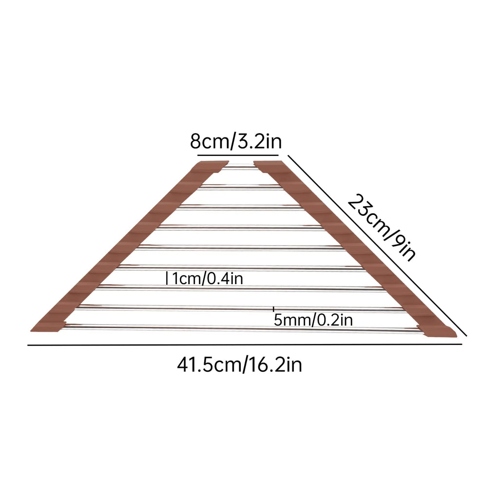 Triangle Foldable Dish Drying Rack, Small Roll-Up - Stainless Steel Over Sink Drainer for Kitchen Sink Corner, Rustproof