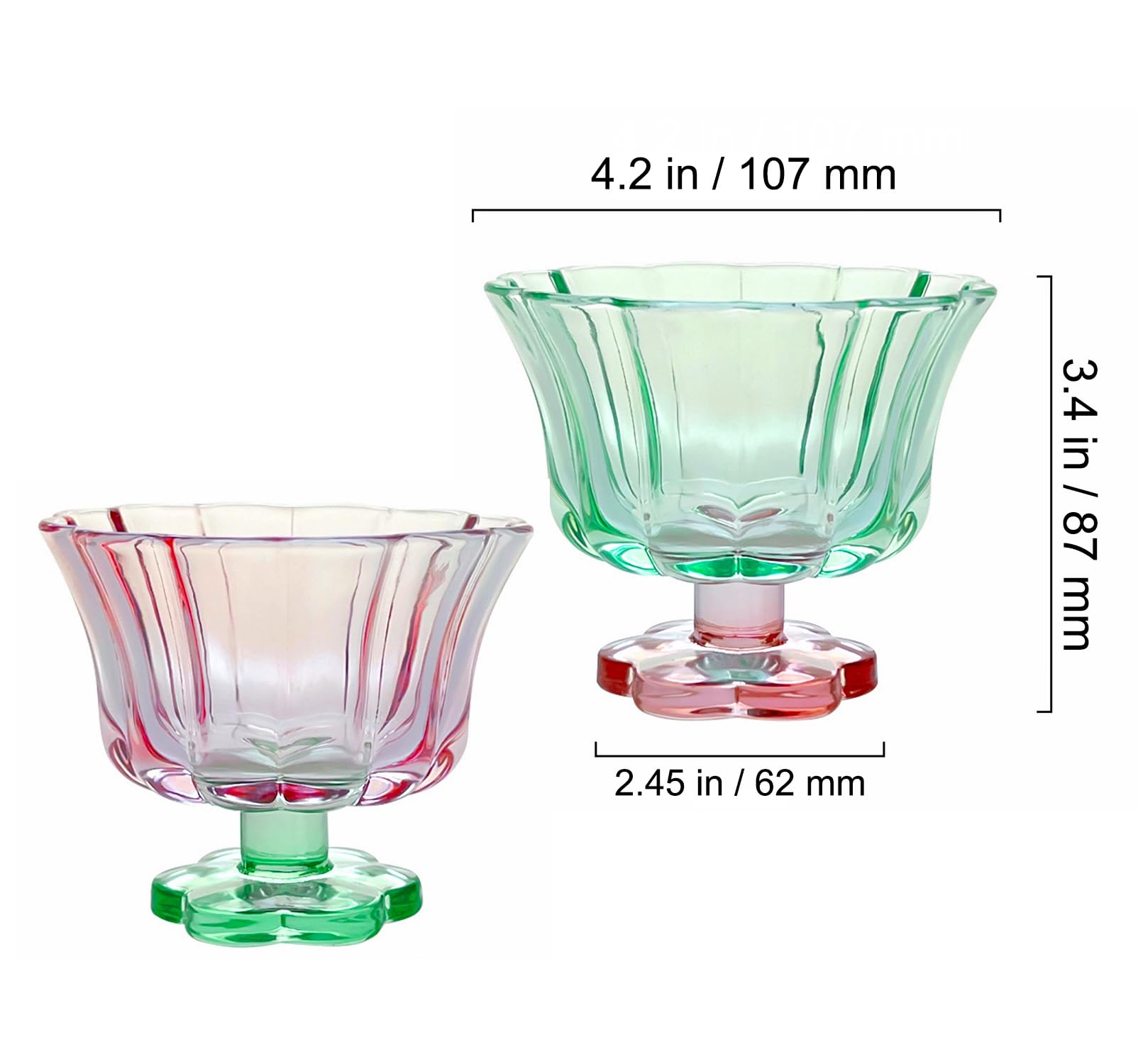 Flower Petal Style Glass Ripple Drinking Glasses Set of 2