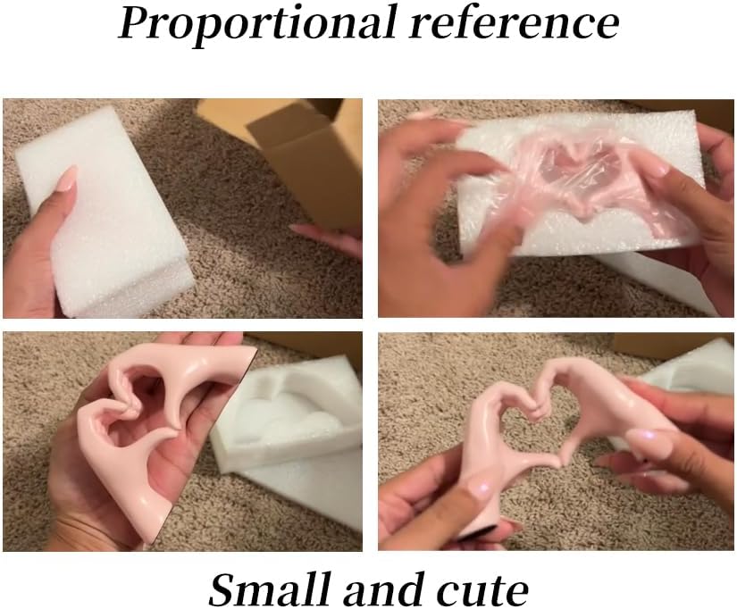 Pink Heart Hand Sculpture â€?Cute Finger Heart Statue for Girl's Bedroom Decor & Gift