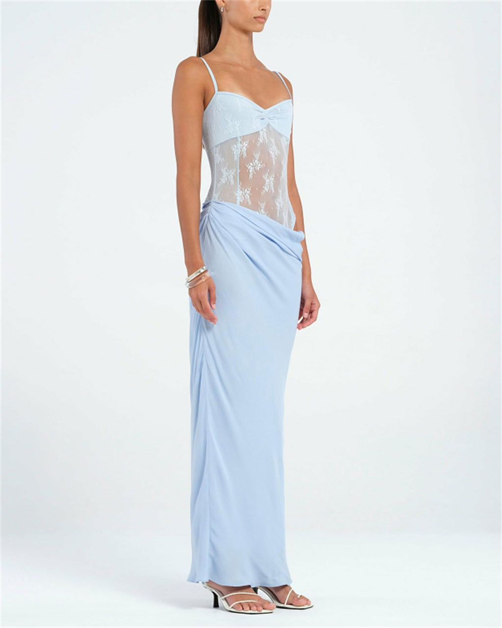 Women Sexy Hollow Out Maxi Dress Sleeveless Backless Lace Pachwork Bodycon Long Dress Y2k Dress