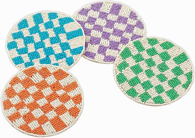 Set of 4 Decorative Coasters for Drinks or Coffee Table â€?Cute Cocktail Coasters, 4" Square Decorative Coaster Set for Table Decorations