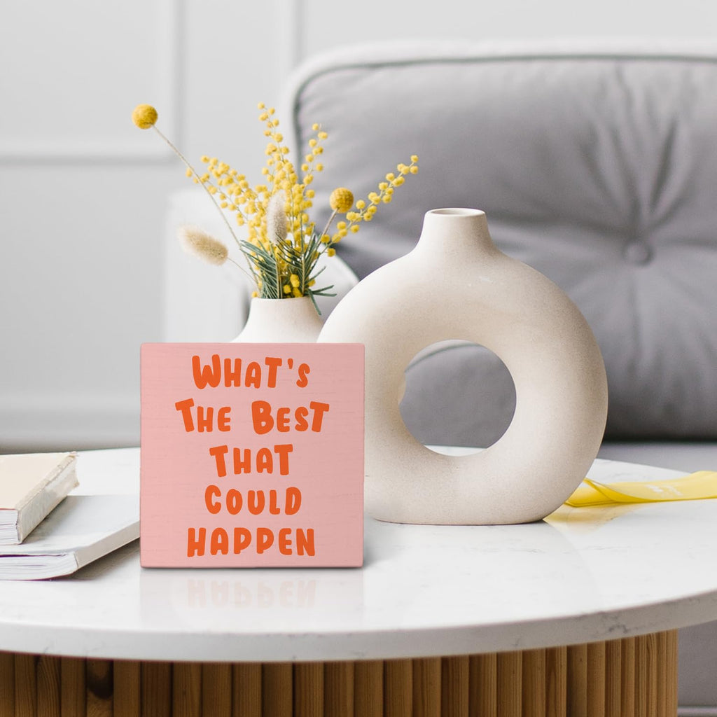 Funky 70s Preppy Wooden Sign, Affirmation Wooden Box Sign Decor, 5x5 Inch