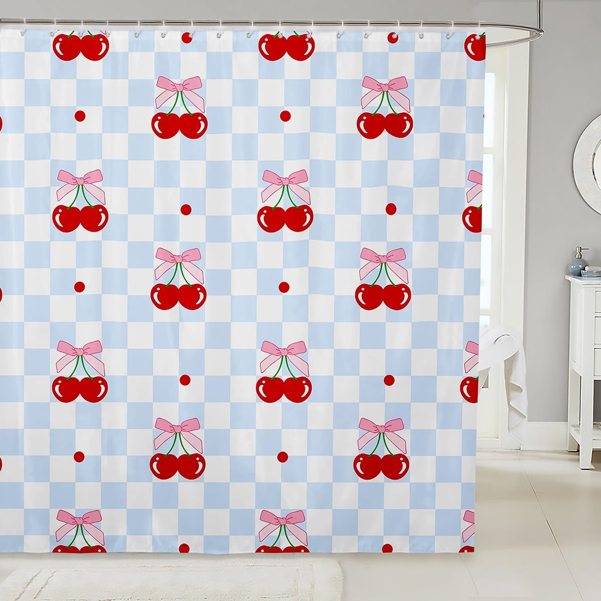 Cute Bathroom Curtains -  Waterproof Curtains, 12 Hooks Suits