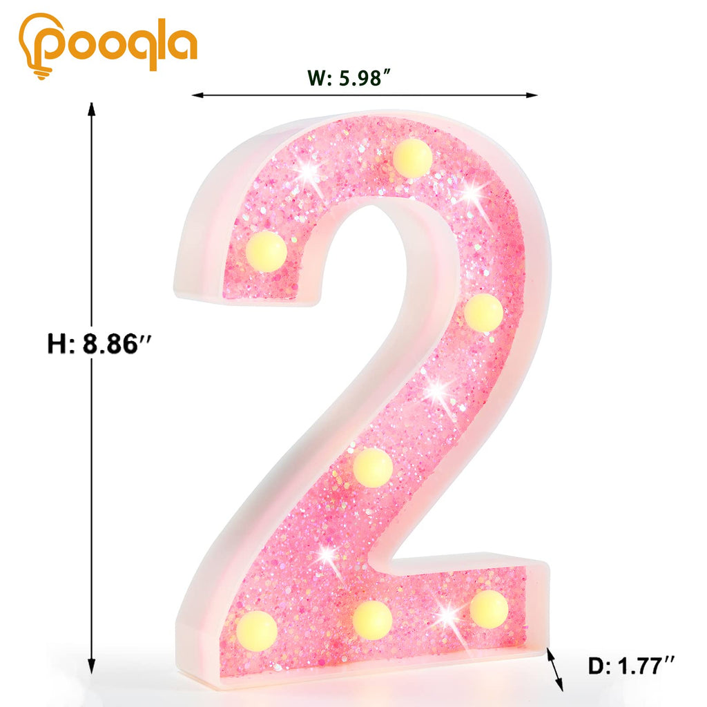 Pink LED Letters Glitter Alphabet LetterS & Numbers Sign Battery Powered