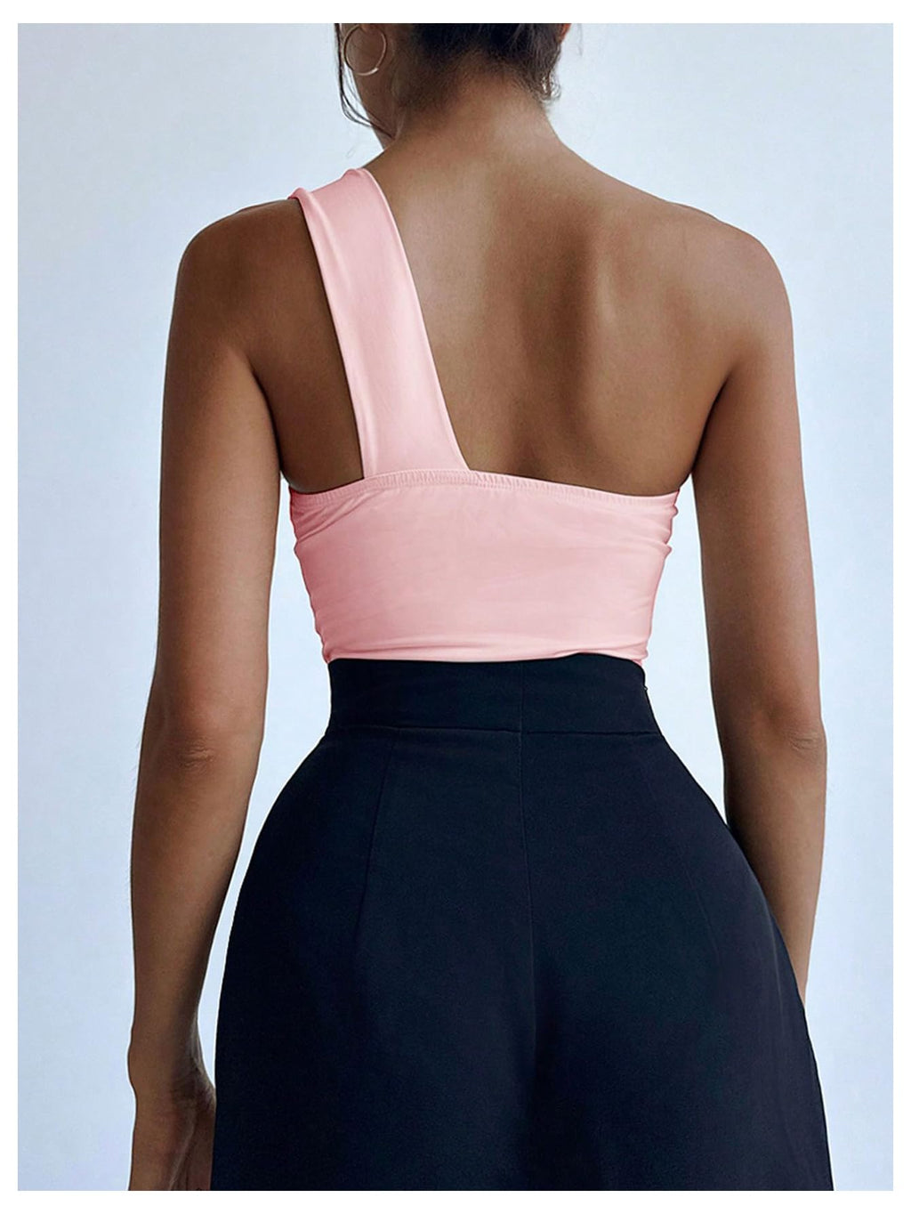 Women's One Shoulder Sleeveless Big Bow Front Elegant Fitted Tank Top Bodysuit