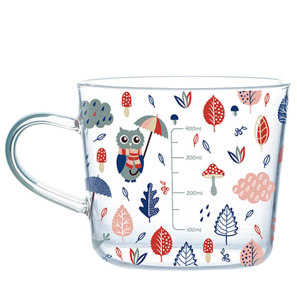 Forest Party Clear Glass Mug with Handles 17oz Cute Glass Measuring Cup