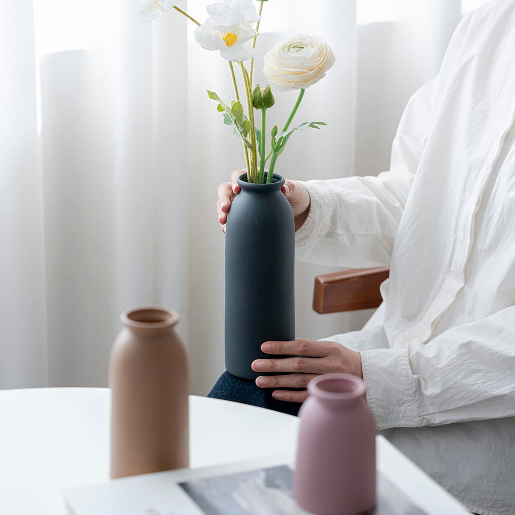 Tall Decorative Ceramic Vase Set, 3 Pieces