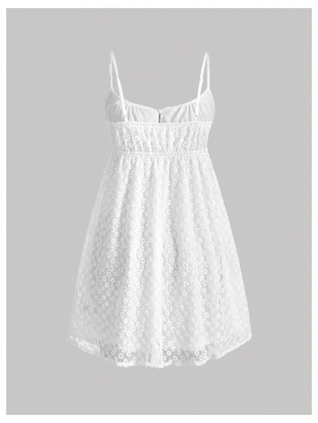 Women's Mesh Eyelet Embroidery Spaghetti Strap Cami Dress Backless Summer Mini Dresses Sundress