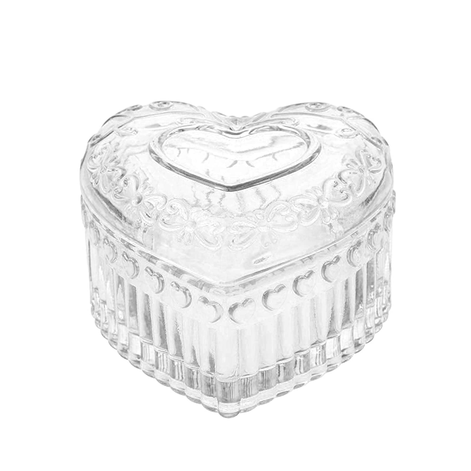 Vintage Glass Jewelry Box - Heart Shaped Display Box