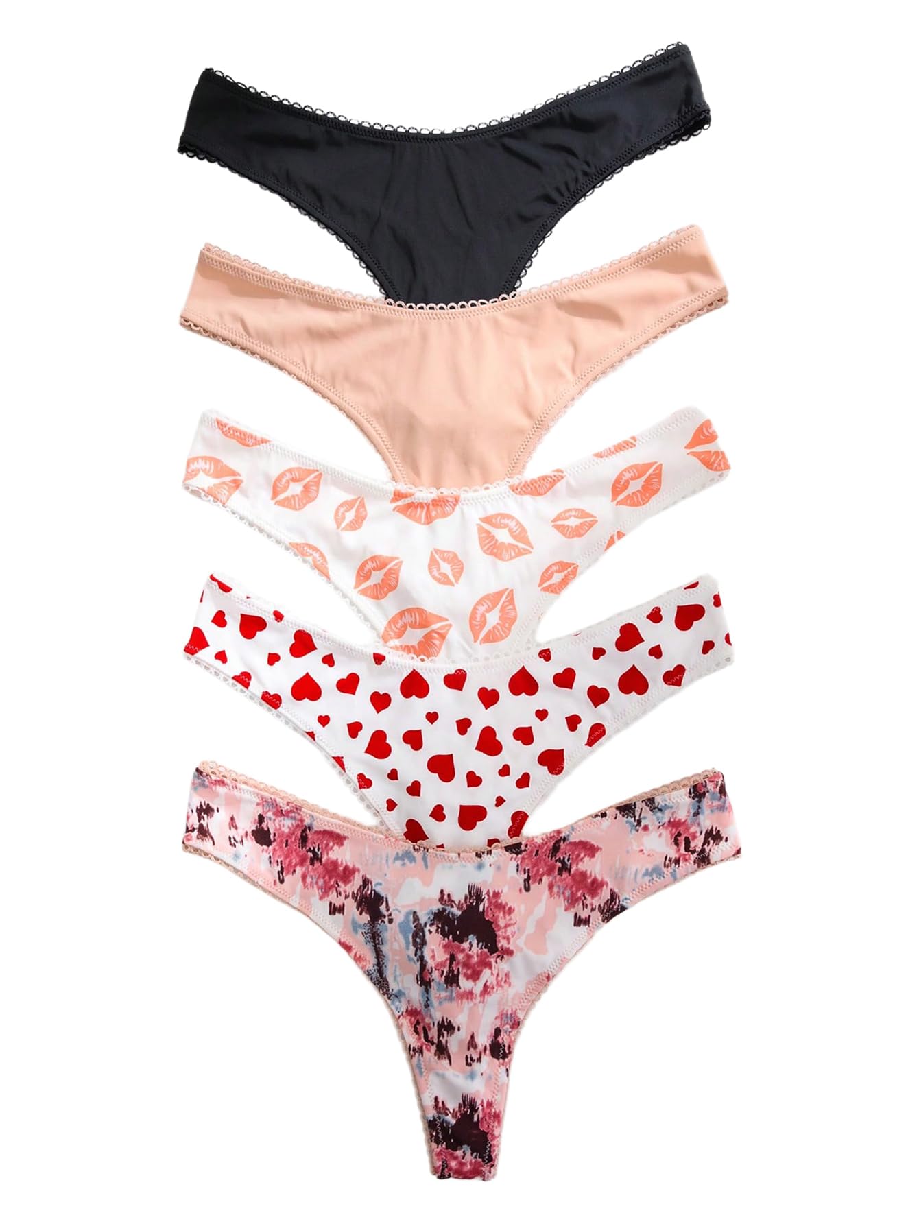 Women's 5 Pack Leopard Print Thongs Low Rise Panties Underwear Sets