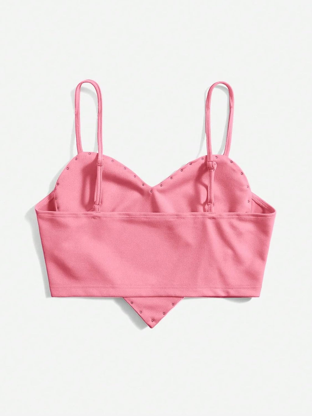 Women's Pearls Sleeveless Asymmetrical Hem Heart Crop Cami Top Sexy Camisole