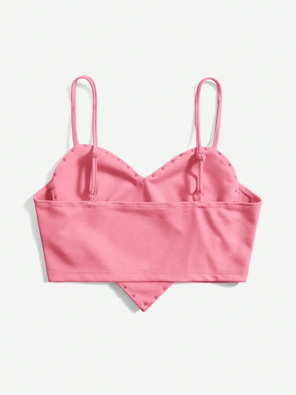 Women's Pearls Sleeveless Asymmetrical Hem Heart Crop Cami Top Sexy Camisole