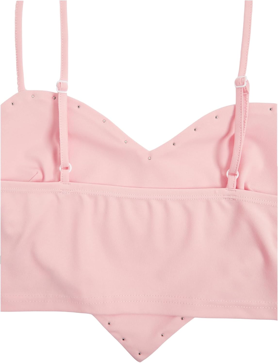 Women's Pearls Sleeveless Asymmetrical Hem Heart Crop Cami Top Sexy Camisole