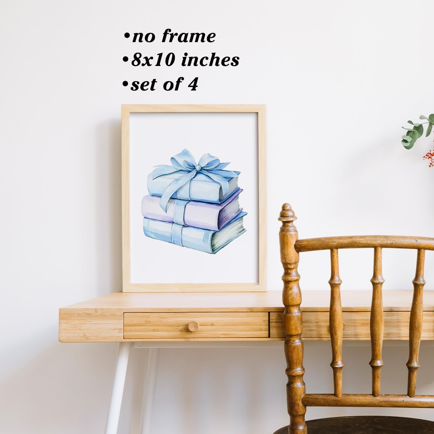 Coquette Bow Unframed Wall Art Prints - Book Lover Reading Posters for Room Decor - Preppy Home Bedroom Classroom Library Wall Decor 8x10 Set of 4